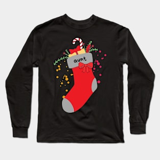 Christmas Stocking With Aunt Label Long Sleeve T-Shirt